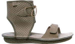 Po-Zu 'Zoe' Perforated Leather Cuff Sandal (Mocha)