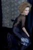 Elena Garcia Satin Silk 'Shibori' Bustle Skirt (Neptune Blue/Dove White)