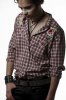 Sew Last Season Recycled Checked Shirt with Appliqued Flowers