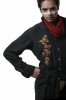 Sew Last Season Recycled Dyed Shirt with Appliqued Flowers (Brown & Red)