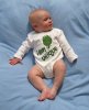 Cool Green Attitude 'I Am Unique' Long Sleeve Organic Cotton Bodysuit (White, Pink & Blue)