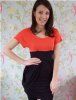 Frank & Faith 'Gloria' Block Dress (Tomato Red/Black & Cornflower Blue/Black)