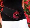 Josyflo Fairtrade Hip Hugger Belt (Black Canvas/Pink Embroidery)