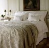 Luma Hand Embroidered Silk Throw / Bed Cover (Black Floral & Blue Circles)