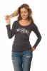 Be Love 'Yogi For Life' Organic Long Sleeve T-Shirt (Ladies - Charcoal & Ocean)