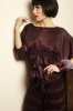 Elena Garcia Long Silk Ribbon Dress (Deep Aubergine & Coral Red)