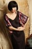 Elena Garcia Bias Cut Evening Dress with Kimono Sleeves (Deep Aubergine & Coral Red)