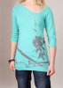 Excentree Organic Cotton 'Some Day' Top (Ladies - Turquoise/Silver)