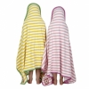 Piccalilly Organic Cotton Wraparound Hooded Towel Robe (Rose, Yellow & Navy)