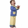 Piccalilly Cotton Towelling Reversible Trousers (Yellow Stripe with Blue)