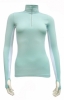 Bam Bamboo Zip Neck Baselayer Top (Ladies - Duck Egg Blue)