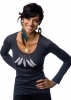 Be Love 'Feather Necklace' Organic Long Sleeve T-Shirt (Charcoal)