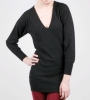 Izzy Lane Cashmere Slouchy V-Neck Sweater (Black)