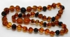 Baltic Amber Teething Necklace - Baroque Style (Dark Cognac)