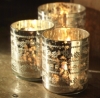 Nkuku Sparkling Silver Glass Tea Light Holders - Set of Six