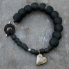 Beaucoco Recycled Glass & Charm Bracelet - Charcoal