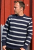 Blue Horizon Striped Fisherman Sweater with Buttons (Navy/Light Grey)