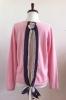 Snood Open Back Sweater (Pink/Navy)