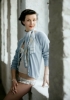 Snood Scarf Tie Cardigan (Porcelain Blue)