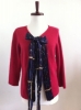 Snood Scarf Tie Cardigan (Fuchsia/Navy)