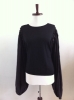 Snood Balloon Sleeve Sweater (Black)