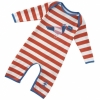 Piccalilly Little Sailor 'Ahoy' Long Sleeve Playsuit & Hat (Tigerlily Stripe)