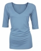 Bam Bamboo Elbow Sleeve V-Neck Top (Airforce Blue)