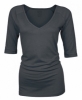 Bam Bamboo Elbow Sleeve V-Neck Top (Anthracite)