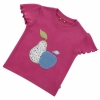 Piccalilly Organic Cotton Appliqu� T-Shirt - Apple & Pear (Magenta)