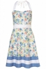 Annie Greenabelle Stripe Hem Halterneck Dress (Blue Floral)