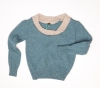 Mini Magpie Upcycled Wool Jumper (Blue/Cream)
