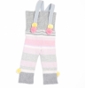 Mini Magpie Upcycled Wool Pom Pom Dungarees (Grey/Pink)