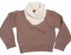 Mini Magpie Upcycled Wool Contrast Jumper (Fawn)