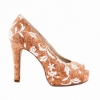 NAE 'Rose' Embroidered Peep Toe Heels (Ladies - Cork)