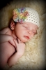 Daisy Dumpling Organic Baby Beanie with 'Sweet Dreams' Flower - Ecru