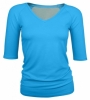 Bam Bamboo Elbow Sleeve V-Neck Top (Malibu Blue)