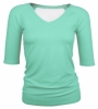 Bam Bamboo Elbow Sleeve V-Neck Top (Mint Green)